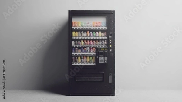Fototapeta "Black and White Vending Machine Mockup, Perfect for Product Placement, Advertising, and Retail Branding Presentations"

