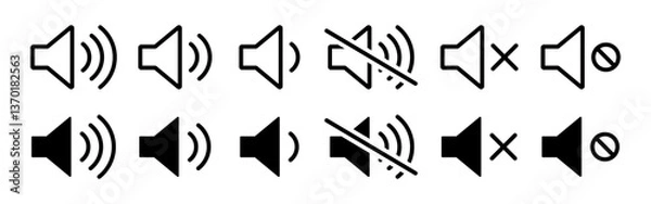 Fototapeta Vector isolated Volume icon set in black outline and fill