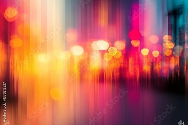 Fototapeta Colorful blurred lights and vertical lines creating an abstract image
