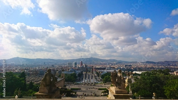 Fototapeta A panoramic view of Barcelona from Museu Nacional d'Art de Catalunya