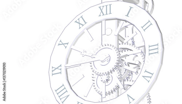Fototapeta mechanical vintage clock 3d illustration