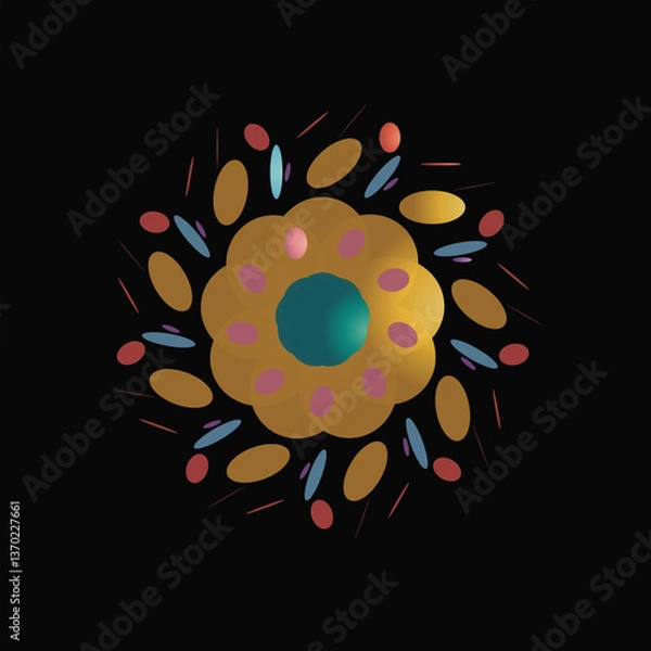 Fototapeta Vibrant circle geometric pattern, whit gradient colored 
