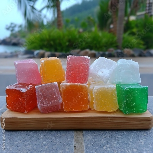 Fototapeta Colorful Turkish Delight with Beach View.