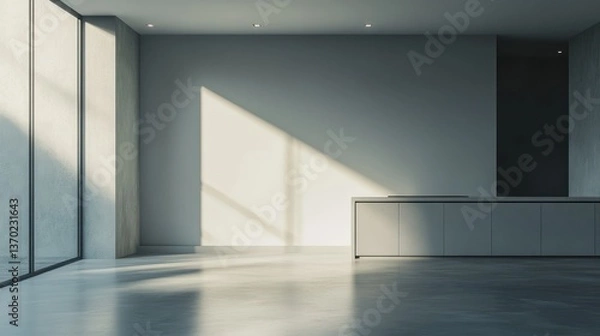 Obraz Empty modern minimalist interior with sunlight