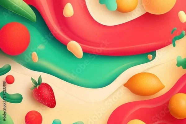 Fototapeta Dynamic flow of groceries with vibrant colors and smooth gradients in an abstract design showcasing fresh produce Generative AI