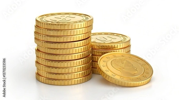 Fototapeta 3d icon stack golden coins