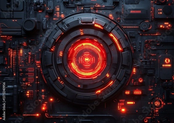 Fototapeta Futuristic Circuitry, Central Eye, Tech