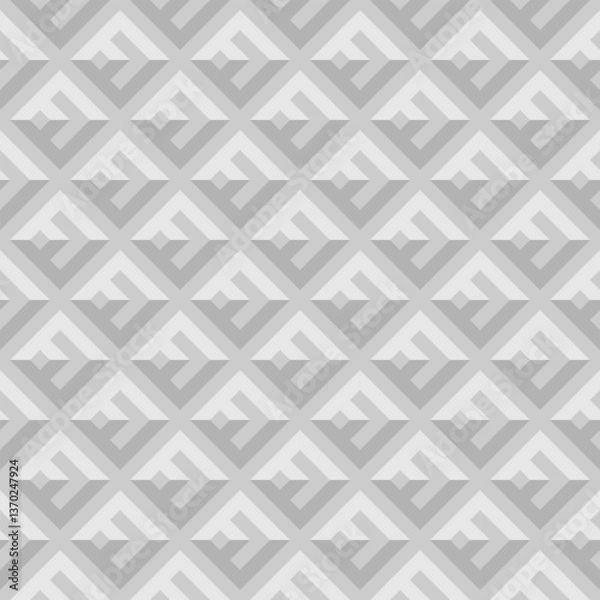 Fototapeta Gray geometric seamless pattern background with sharp corners and shadows. Light grey colors, tech square or rhombus shapes.