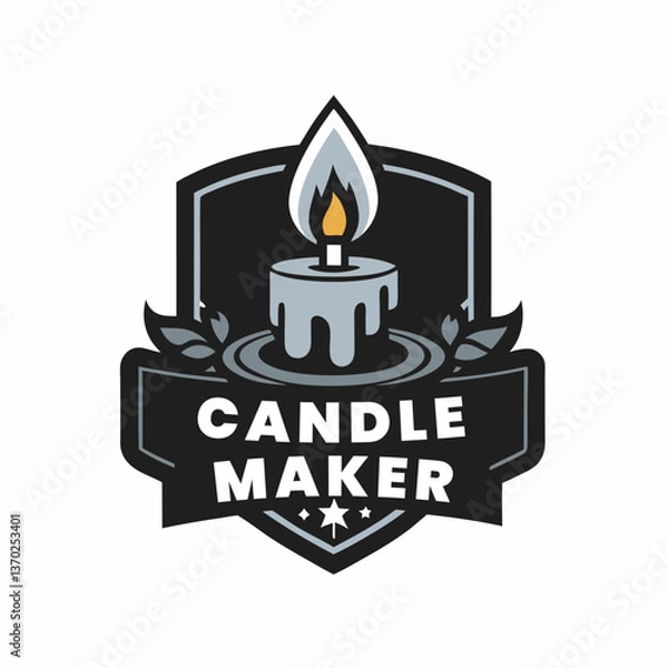 Fototapeta Candle making workshop logo. Flat style. Vector illustration.