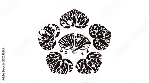 Obraz 家紋はんこ・細輪ニ五ツ裏葵.ai