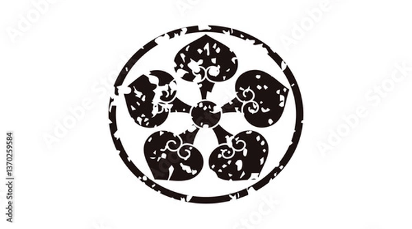 Obraz 家紋はんこ・細輪ニ五ツ裏葵.ai