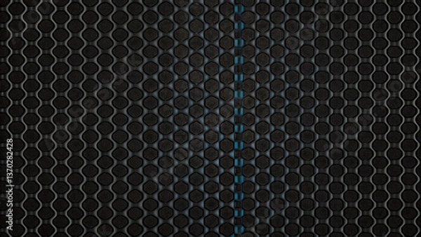 Fototapeta A dark metallic grid texture with a seamless hexagon pattern reminiscent of carbon fiber mesh