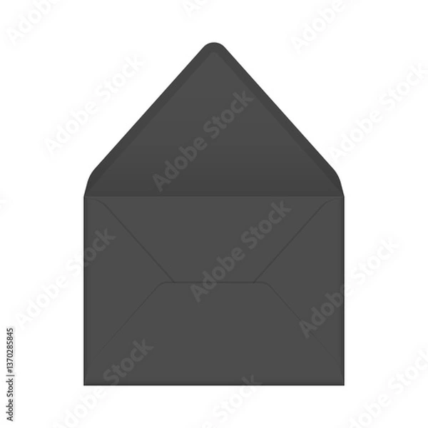Obraz Black open envelope mockup template. Euro flap luxury mailing envelope for wedding, invitations, graduation, birthday, party and more. Ready to use for your design or business.