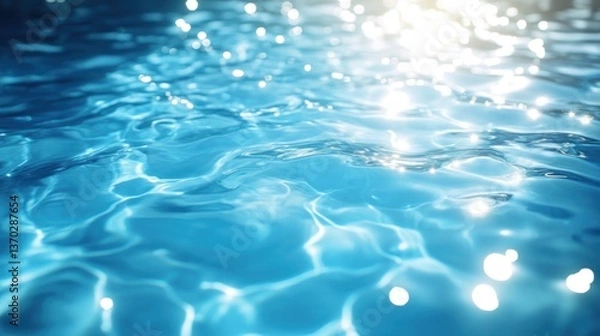 Fototapeta Azure Aquatic Serenity: A Close-Up of Rippling Water Under Sunlight