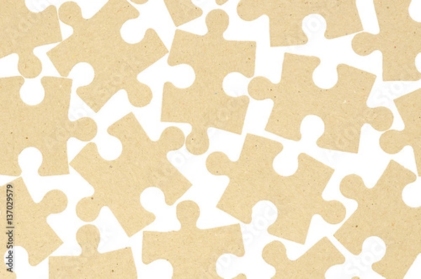 Fototapeta jigsaw puzzles made of cardboard. Isolated