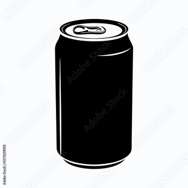 Fototapeta Fizzing Refreshment: Aluminum Soda Can Silhouette Vector Illustration