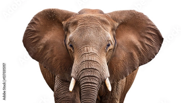 Obraz African forest elephant Isolated On PNG Transparent and White Background 
