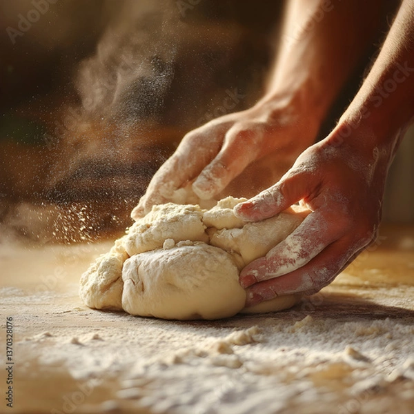 Obraz hands kneading dough