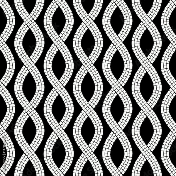 Obraz Black and white wave ancient greek mosaic seamless pattern, vector