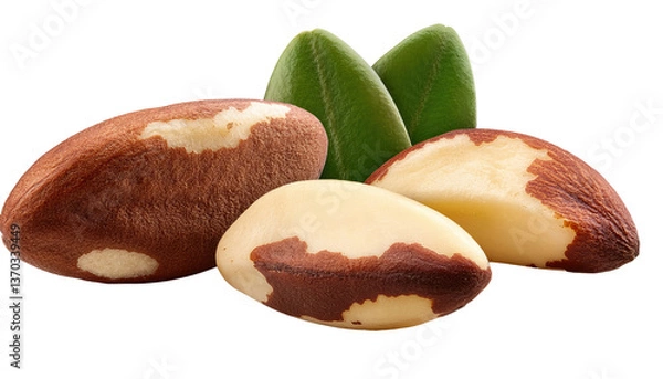 Obraz Brazil nuts Isolated On PNG Transparent and White Background 