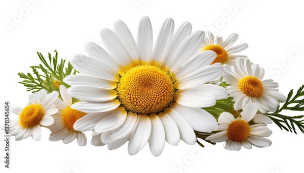 Obraz Chamomile Isolated On PNG Transparent and White Background 