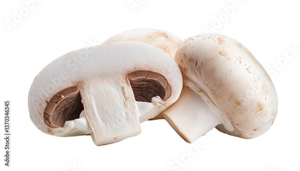 Obraz Champignon Mushroom Isolated On PNG Transparent and White Background 