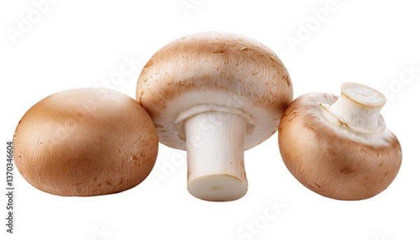 Obraz Champignon Mushroom Isolated On PNG Transparent and White Background 