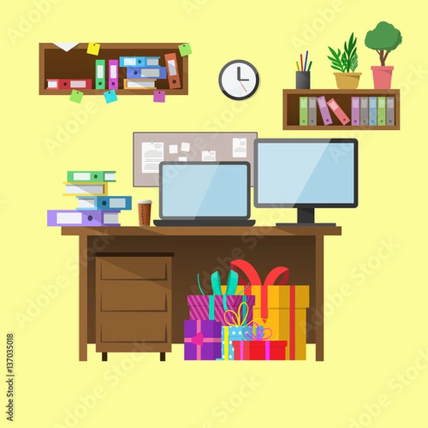 Fototapeta Office workspace illustration