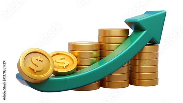 Obraz PNG growth money isolated on transparent 3d podium background with wealth financial business success finance graph stock profit investment chart.
