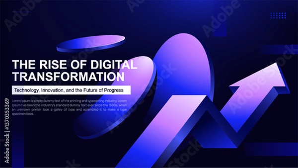 Obraz Digital Transformation Growth – Futuristic 3D Abstract Tech Background with Progress Arrow