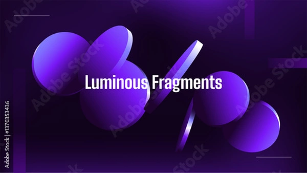 Fototapeta Luminous Fragments – Futuristic Abstract Background with Glowing 3D Spheres and Digital Gradient Lighting