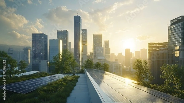 Obraz Minimalist sustainable home featuring vertical greenery and tranquil water spaces image