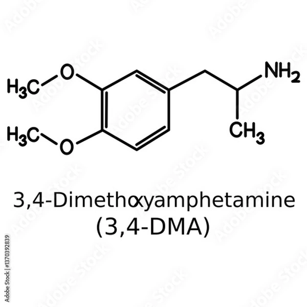 Fototapeta Chemical structure of dimethoxyamphetamine