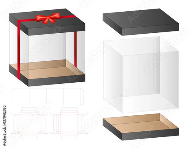 Fototapeta Box packaging die cut template design. 3d mock-up