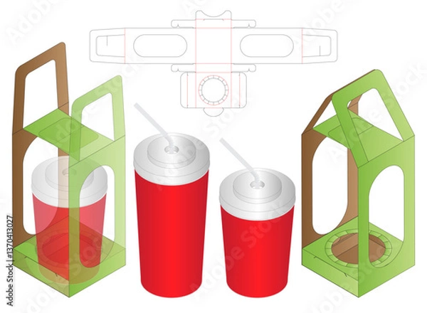 Obraz Box packaging die cut template design. 3d mock-up