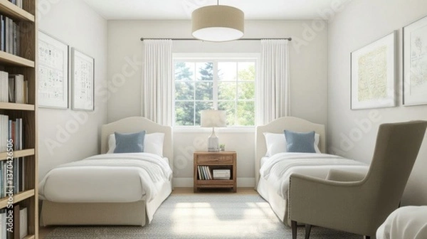 Fototapeta A cozy suburban guest room.