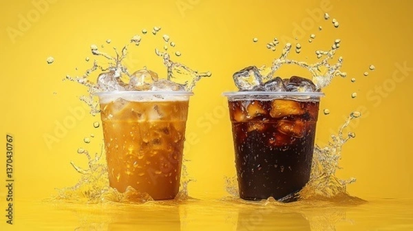 Fototapeta Iced drinks splashing