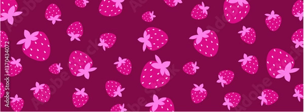 Fototapeta Strawberry-Themed Vintage Seamless Pattern for Retro-Inspired Designs

