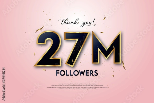 Fototapeta 27M followers celebrate with a beautiful background. design vector.	
