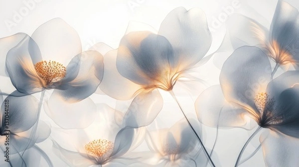 Obraz Elegant ethereal flowers with soft glowing petals and delicate textures, creating a soothing and artistic ambiance for design projects
