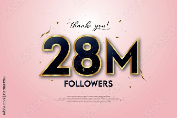 Fototapeta 28M followers celebration with a beautiful background. design vector.	