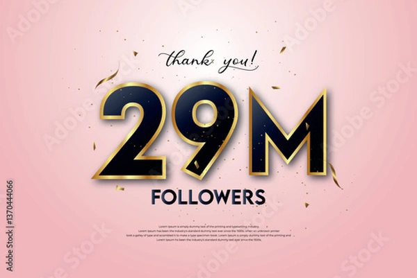 Fototapeta 29M followers celebration with a beautiful background. design vector.	
