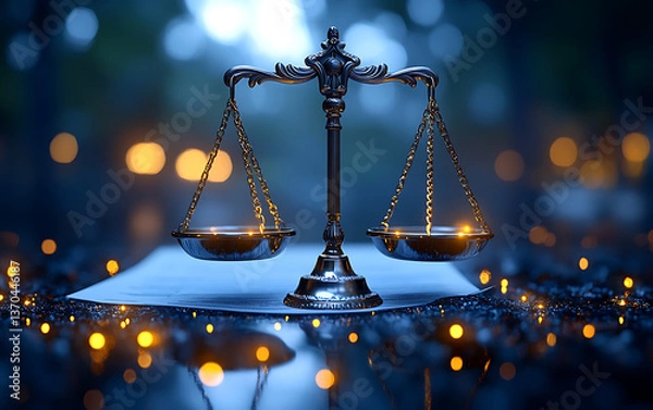 Fototapeta Abstract Glowing Gold Scale Over Insurance Document  
