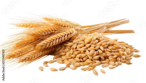 Obraz Wheat Isolated On PNG Transparent and White Background 
