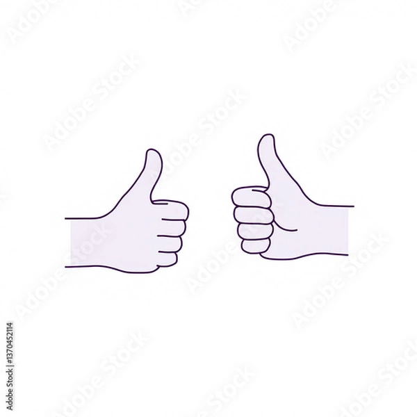 Fototapeta two thumbs-up hand gestures rendered in a minimalist