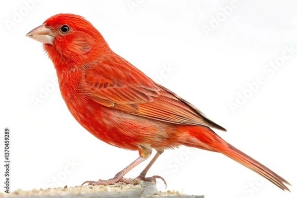 Fototapeta Red canary serinus canaria isolated on transparent background 
