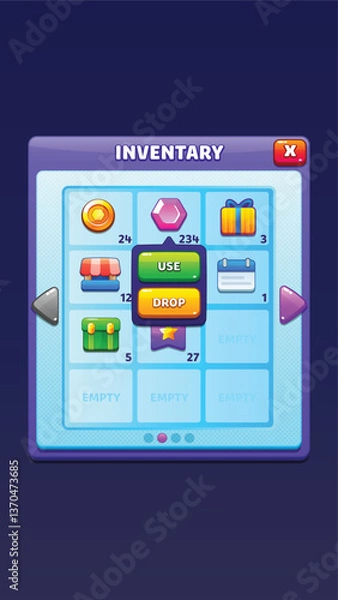 Fototapeta GUI Kit casual Asset for a game, a set of elements for the game interface - vector UI objects.