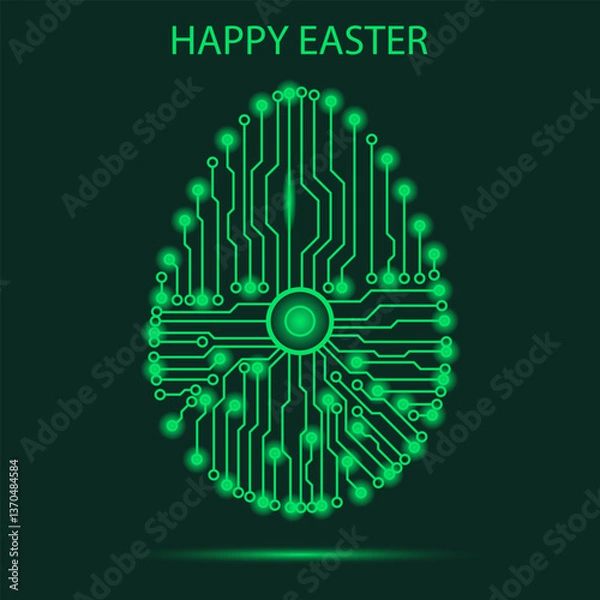 Obraz Abstract technology Easter egg. Happy Easter Egg. Abstract egg. Egg in an electronic circuit.
