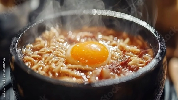 Fototapeta Steaming Ramen Bowl with Egg (1)