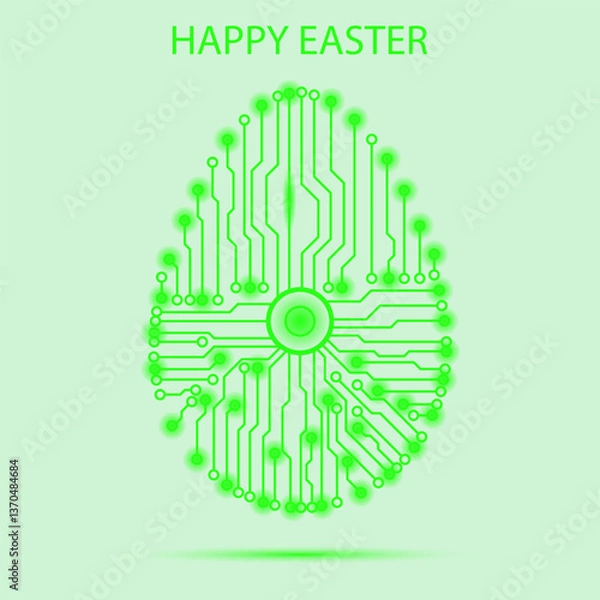 Obraz Abstract technology Easter egg. Happy Easter Egg. Abstract egg. Egg in an electronic circuit.
